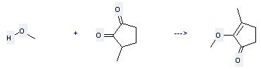 3-Methyl-1,2-cyclopentanedione can react with methanol to get 2-methoxy-3-methyl-cyclopent-2-enone.